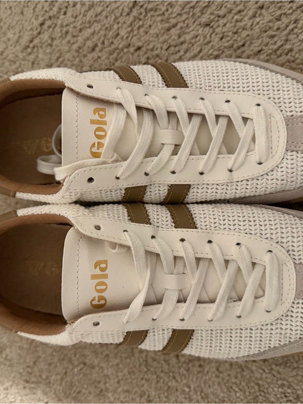 Gola Women’s White Sneakers with Tan Stripes